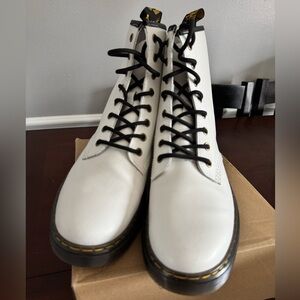 Dr. Martens White and Black Lace-Up Boots